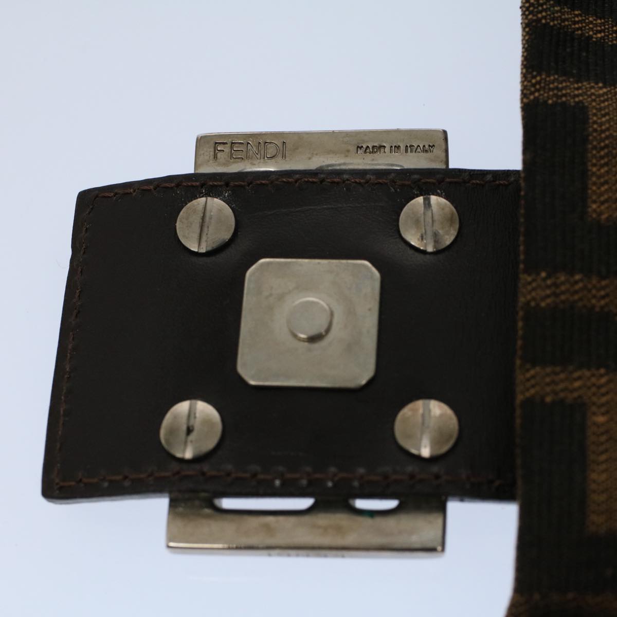 FENDI Zucca Canvas Mamma Baguette Shoulder Bag Black Brownam5065