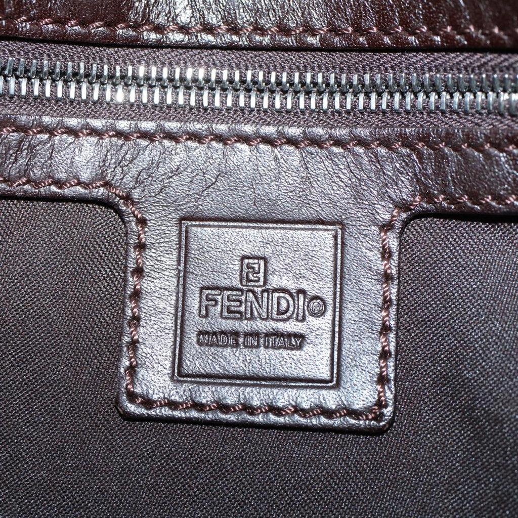 FENDI Zucca Canvas Mamma Baguette Shoulder Bag Black Brownam5065