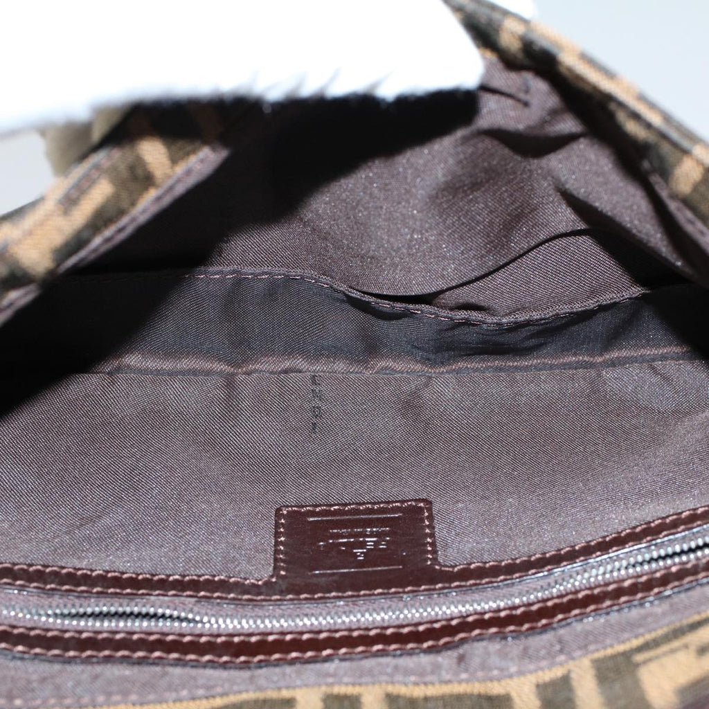 FENDI Zucca Canvas Mamma Baguette Shoulder Bag Black Brownam5065