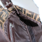FENDI Zucca Canvas Mamma Baguette Shoulder Bag Black Brownam5065