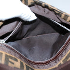 FENDI Zucca Canvas Mamma Baguette Shoulder Bag Black Brownam5065