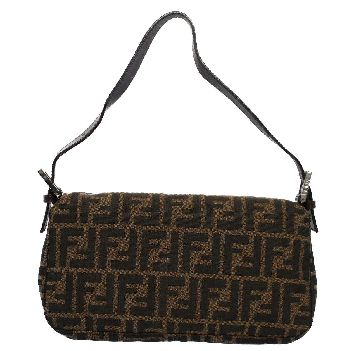 FENDI Zucca Canvas Mamma Baguette Shoulder Bag Black Brownam5065