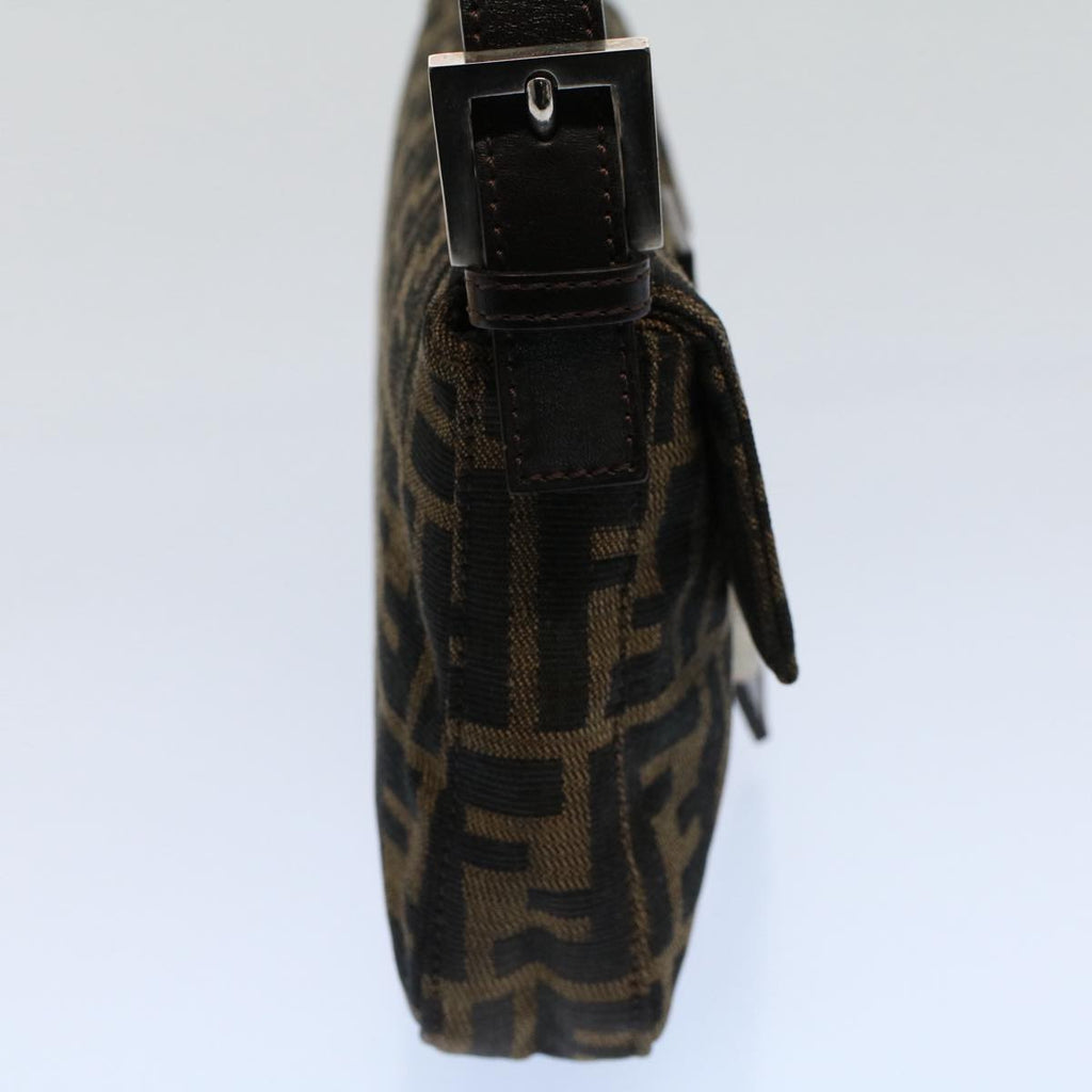 FENDI Zucca Canvas Mamma Baguette Shoulder Bag Black Brownam5065