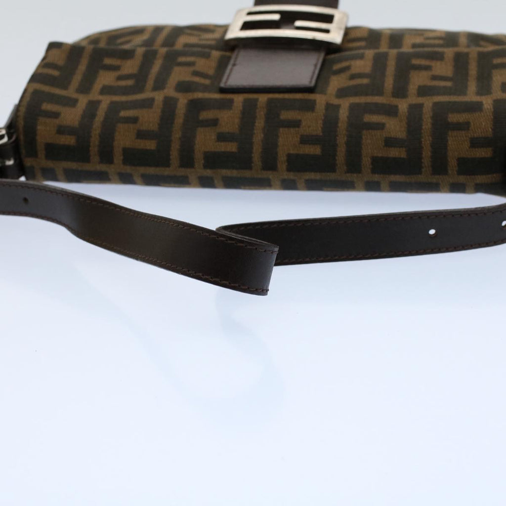FENDI Zucca Canvas Mamma Baguette Shoulder Bag Black Brownam5065