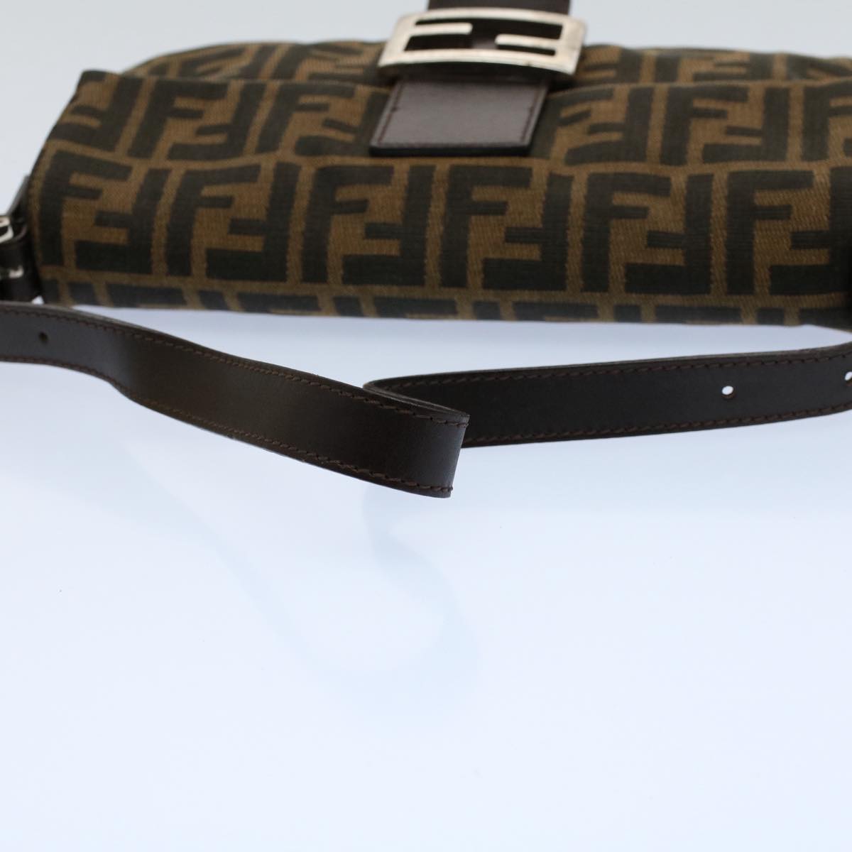 FENDI Zucca Canvas Mamma Baguette Shoulder Bag Black Brownam5065