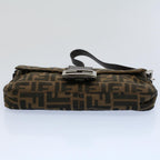 FENDI Zucca Canvas Mamma Baguette Shoulder Bag Black Brownam5065