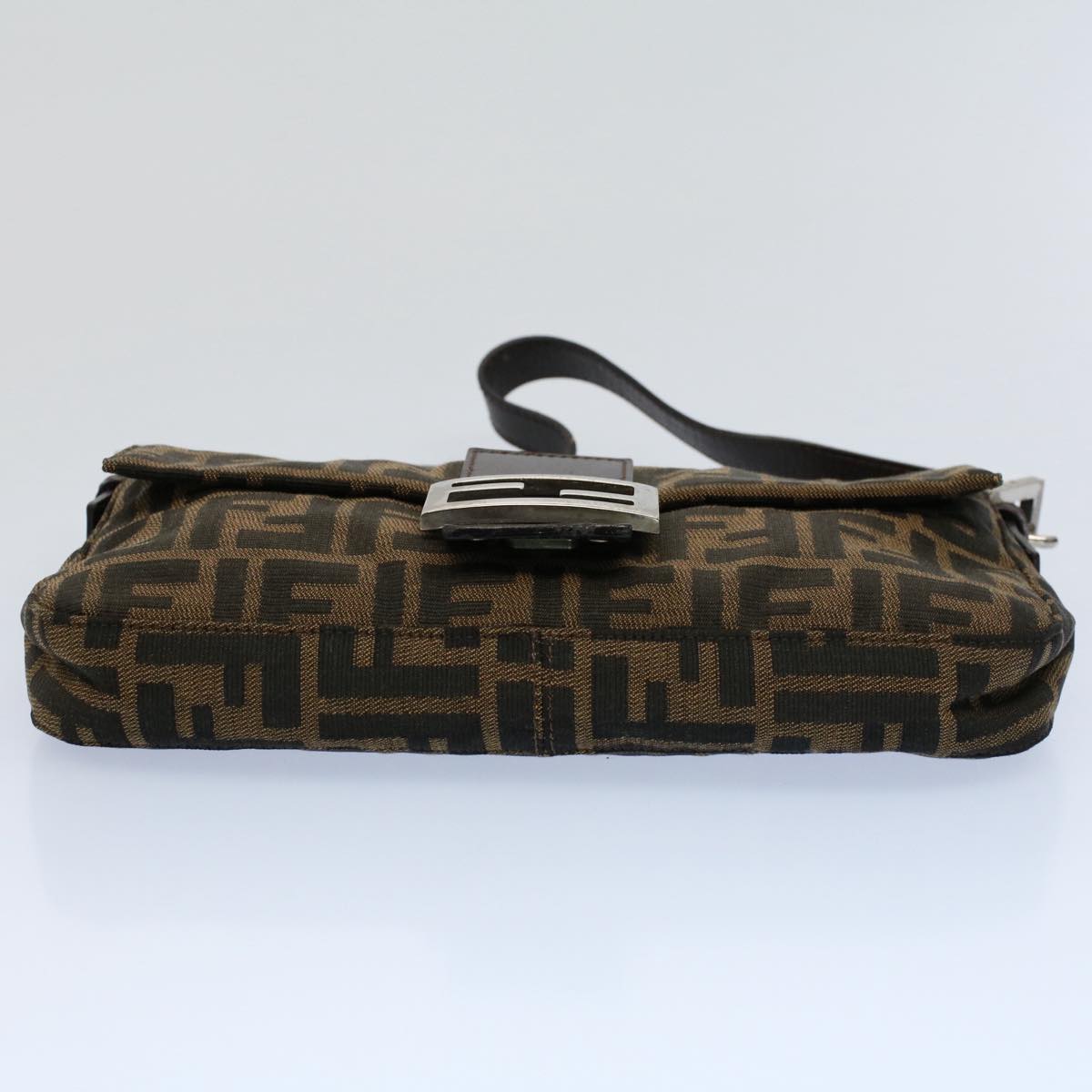 FENDI Zucca Canvas Mamma Baguette Shoulder Bag Black Brownam5065