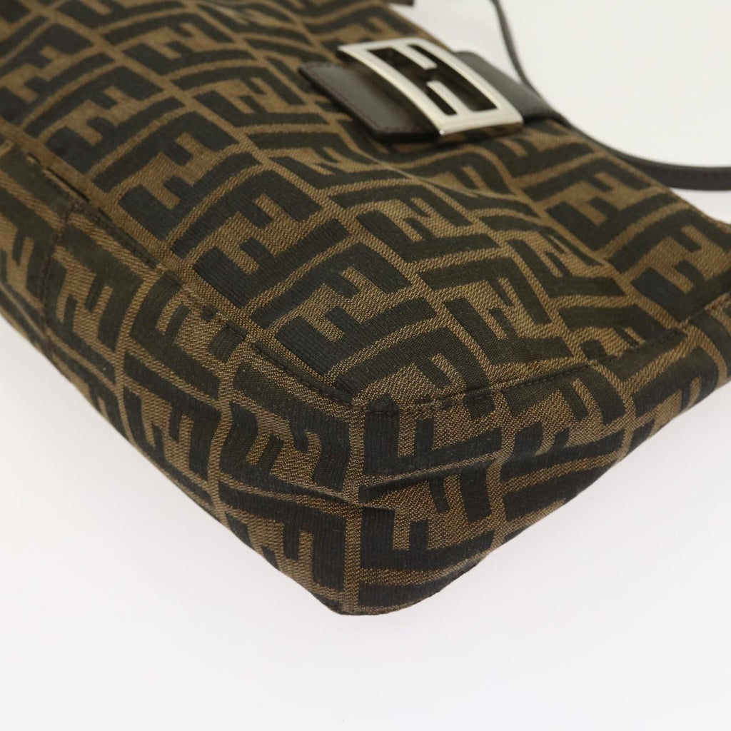 FENDI Zucca Canvas Shoulder Bag Black Brownam5068