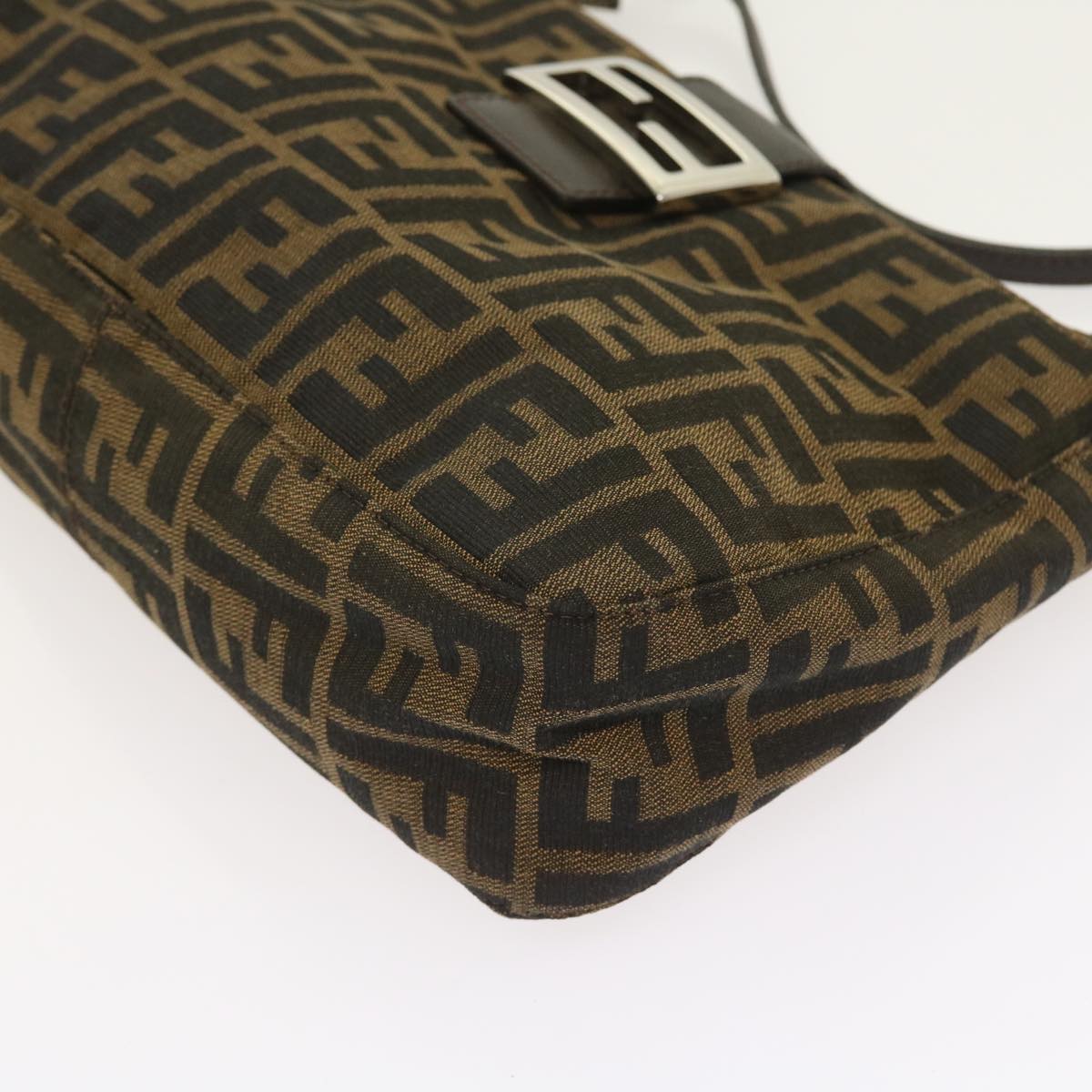 FENDI Zucca Canvas Shoulder Bag Black Brownam5068