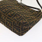 FENDI Zucca Canvas Shoulder Bag Black Brownam5068