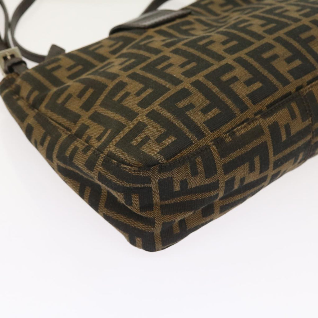FENDI Zucca Canvas Shoulder Bag Black Brownam5068