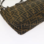 FENDI Zucca Canvas Shoulder Bag Black Brownam5068