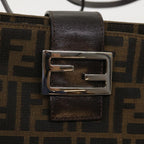 FENDI Zucca Canvas Shoulder Bag Black Brownam5068