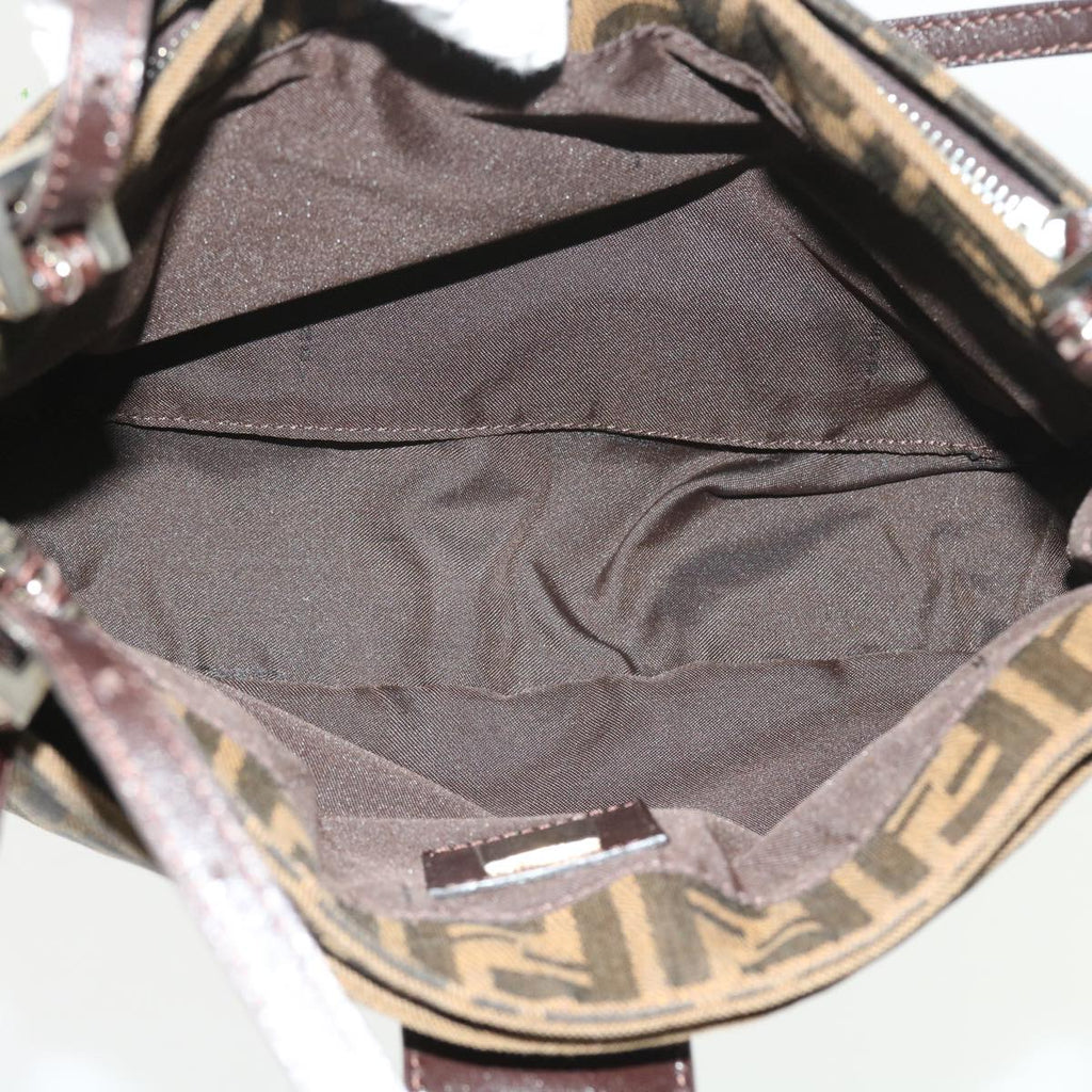 FENDI Zucca Canvas Shoulder Bag Black Brownam5068