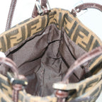 FENDI Zucca Canvas Shoulder Bag Black Brownam5068
