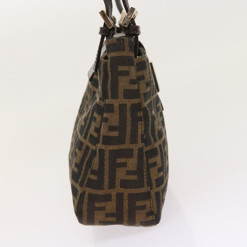 FENDI Zucca Canvas Shoulder Bag Black Brownam5068