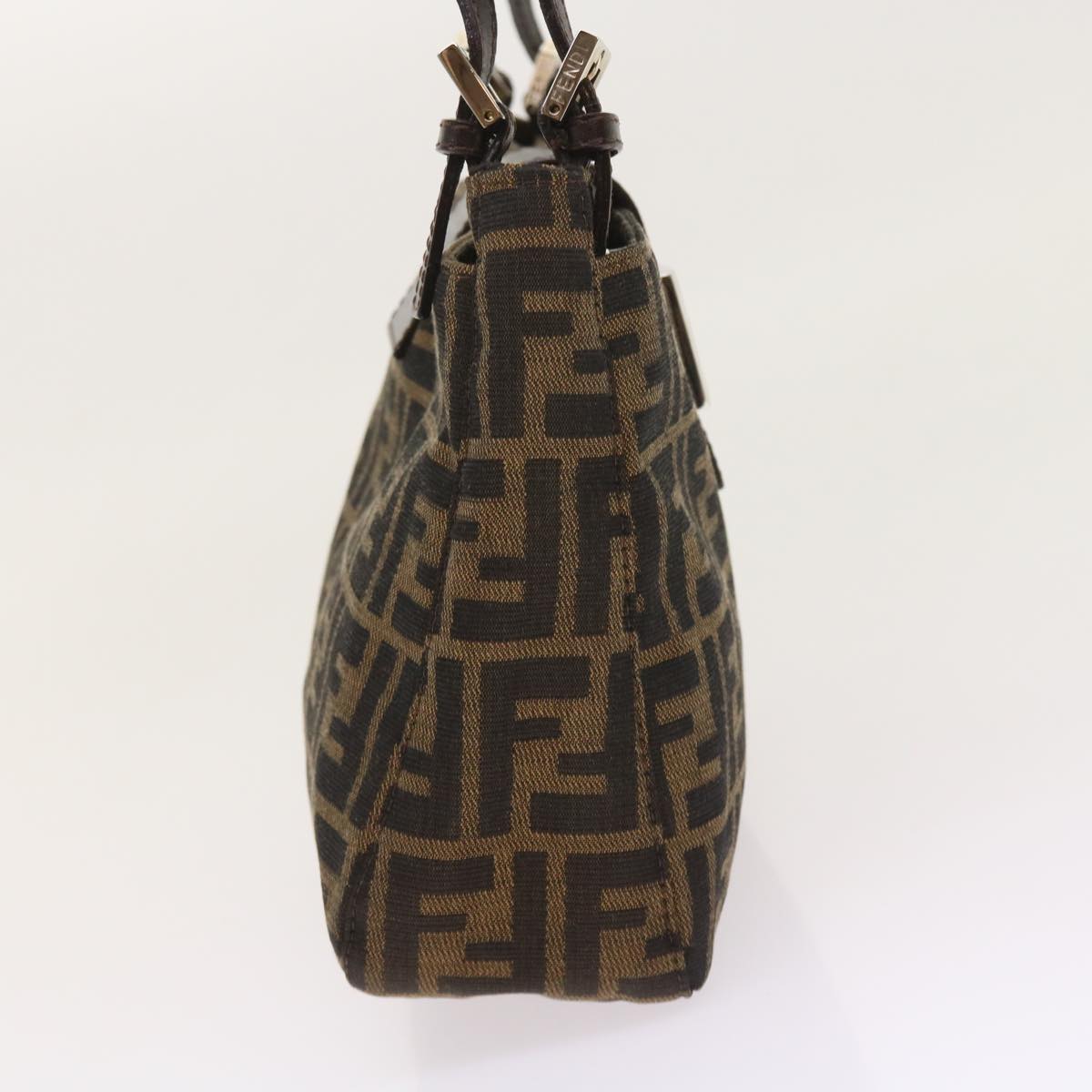 FENDI Zucca Canvas Shoulder Bag Black Brownam5068