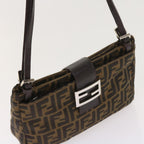 FENDI Zucca Canvas Shoulder Bag Black Brownam5068