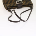 FENDI Zucca Canvas Shoulder Bag Black Brownam5068