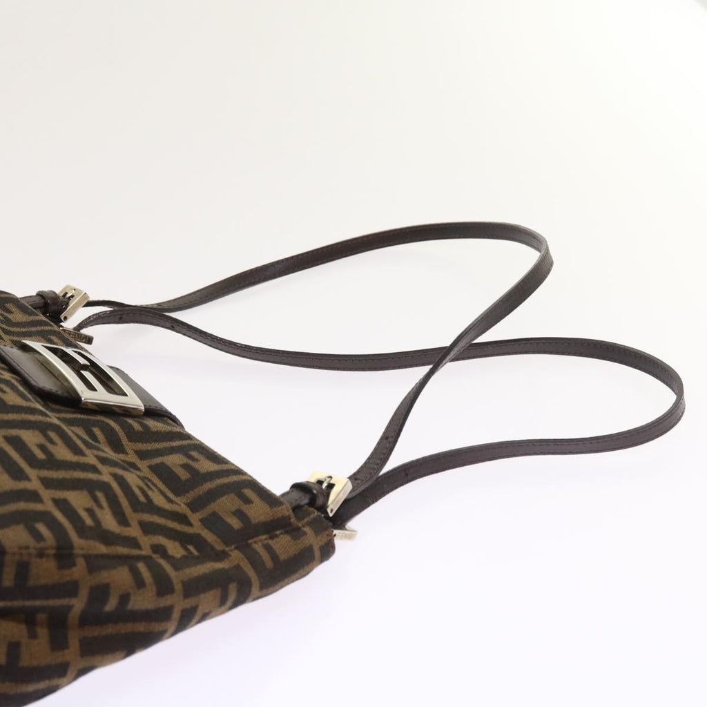 FENDI Zucca Canvas Shoulder Bag Black Brownam5068