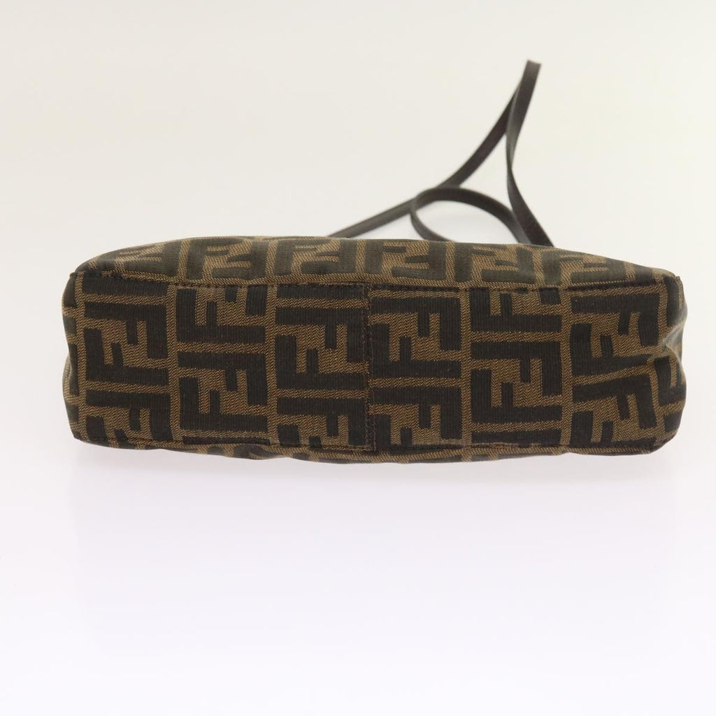 FENDI Zucca Canvas Shoulder Bag Black Brownam5068