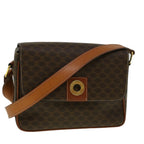 CELINE Macadam Canvas Shoulder Bag PVC Leather Brown  am5170