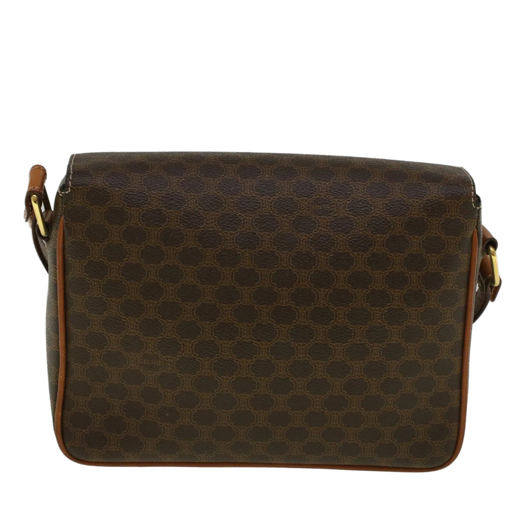 CELINE Macadam Canvas Shoulder Bag PVC Leather Brown  am5170