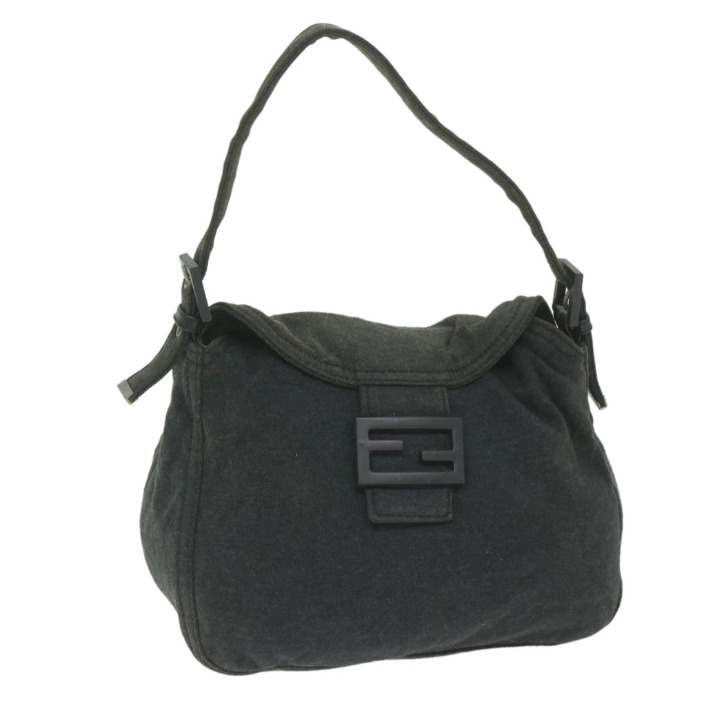 FENDI Mamma Baguette Shoulder Bag cotton Grayam5207