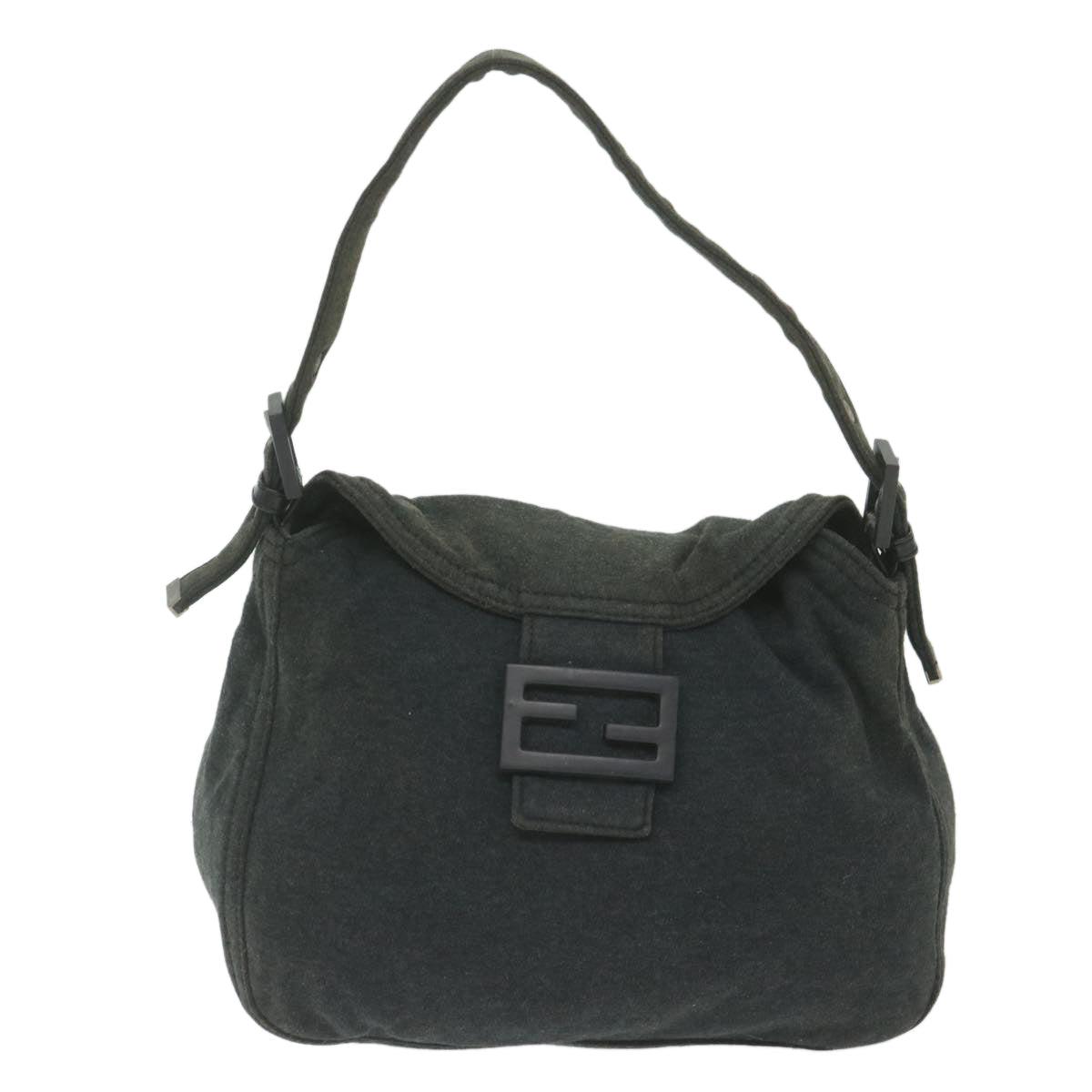 FENDI Mamma Baguette Shoulder Bag cotton Grayam5207