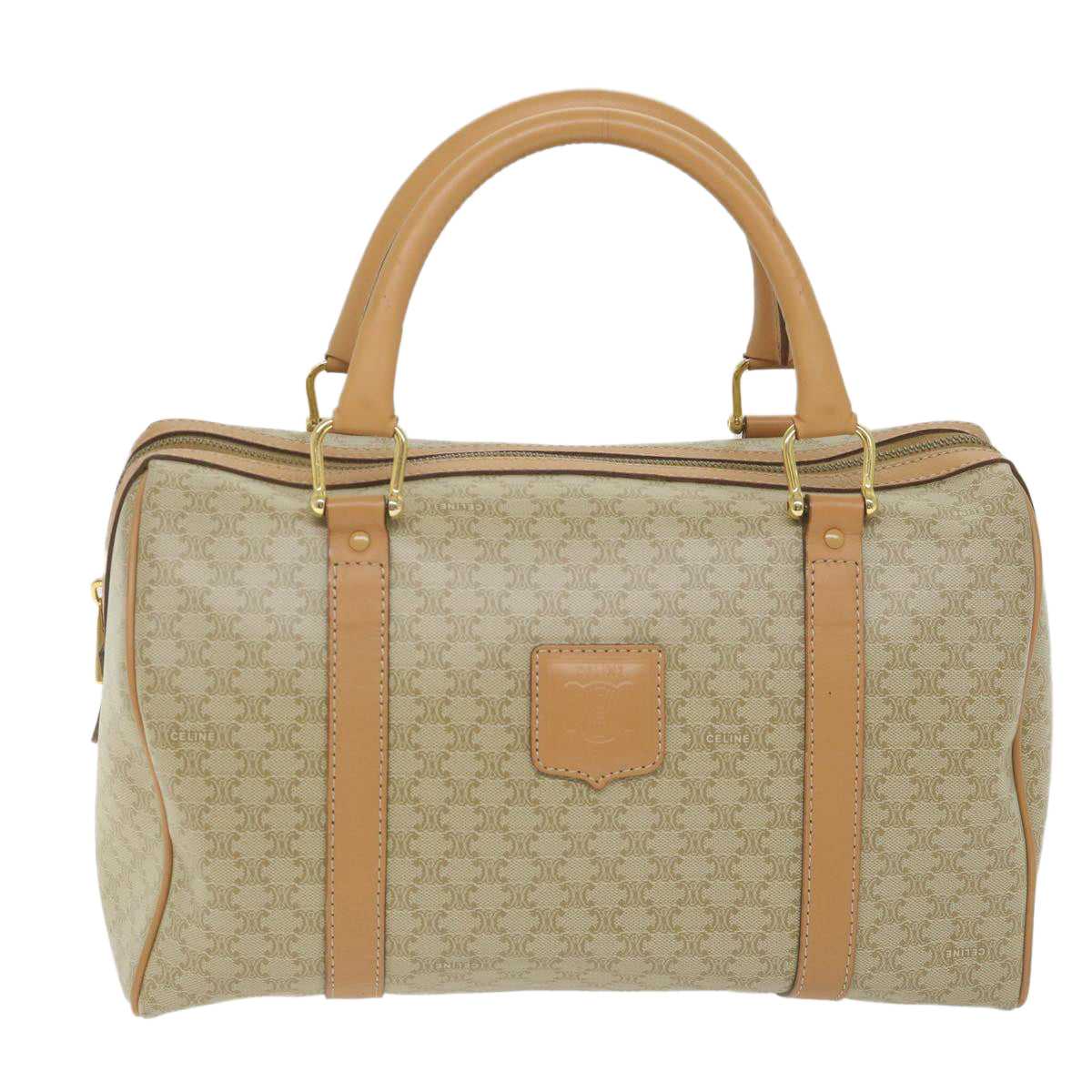 CELINE Macadam Canvas Boston Bag Beige  am5215