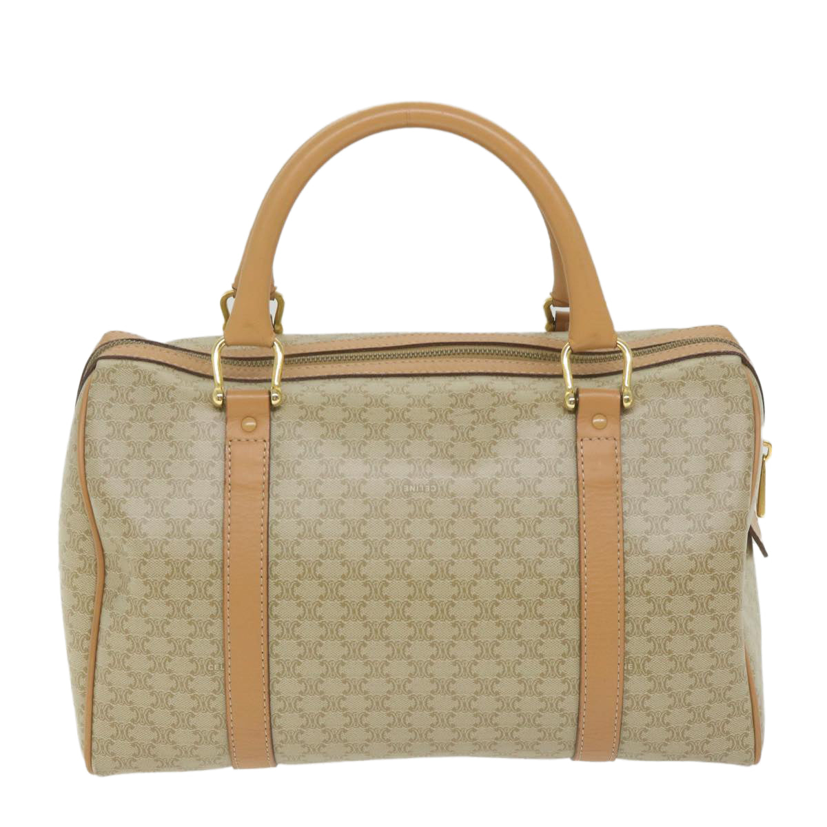 CELINE Macadam Canvas Boston Bag Beige  am5215