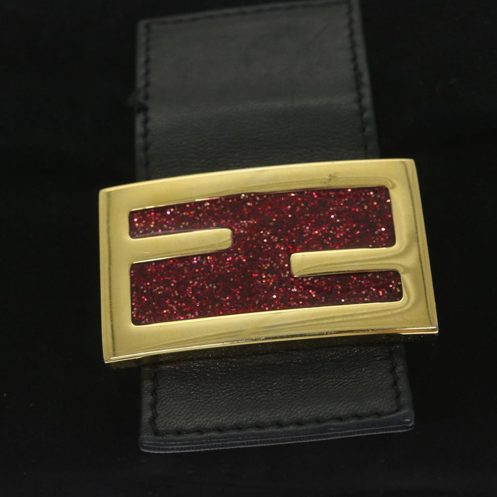 FENDI Mamma Baguette Shoulder Bag Suede Black 2813 26424 009am5239