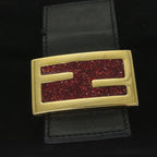 FENDI Mamma Baguette Shoulder Bag Suede Black 2813 26424 009am5239