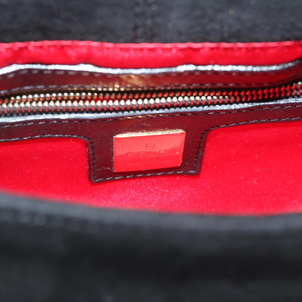 FENDI Mamma Baguette Shoulder Bag Suede Black 2813 26424 009am5239