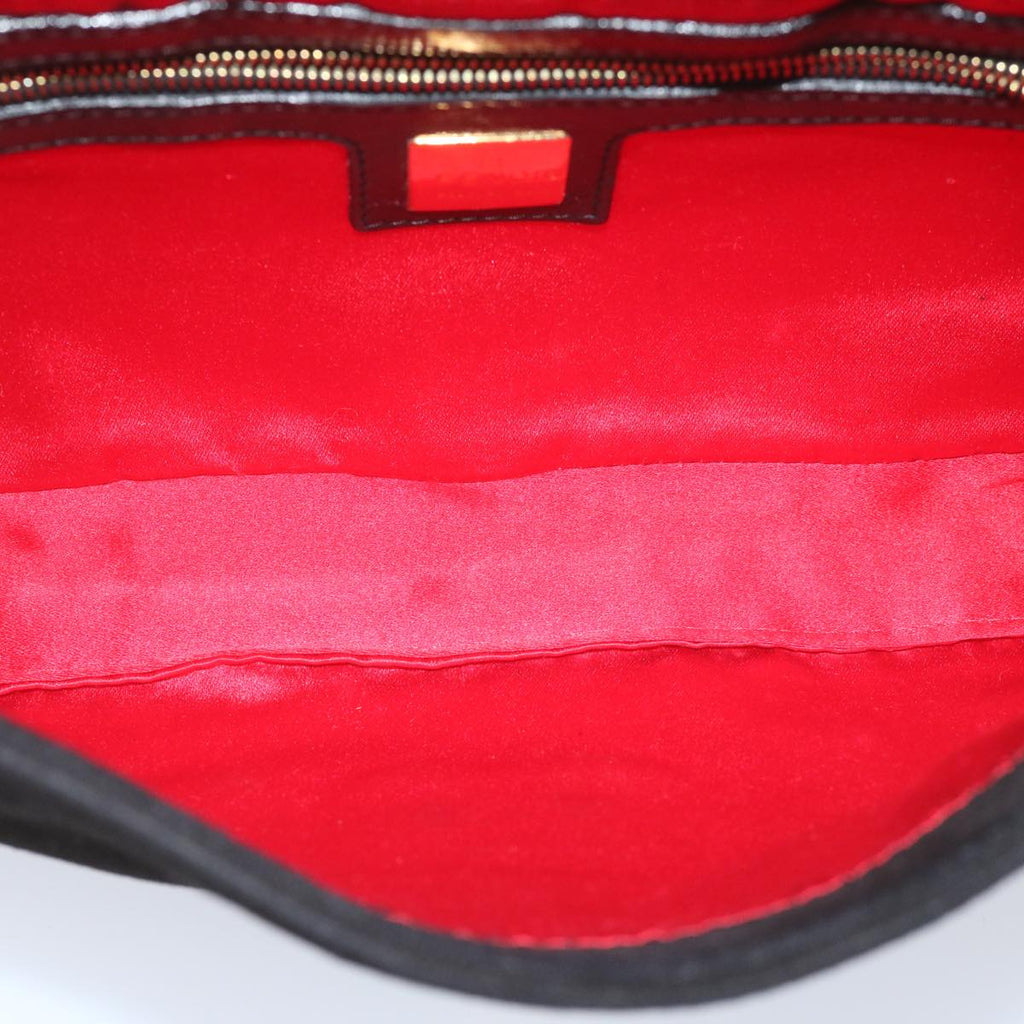 FENDI Mamma Baguette Shoulder Bag Suede Black 2813 26424 009am5239