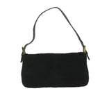 FENDI Mamma Baguette Shoulder Bag Suede Black 2813 26424 009am5239