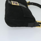 FENDI Mamma Baguette Shoulder Bag Suede Black 2813 26424 009am5239