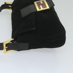 FENDI Mamma Baguette Shoulder Bag Suede Black 2813 26424 009am5239