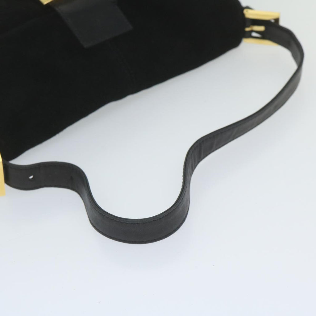 FENDI Mamma Baguette Shoulder Bag Suede Black 2813 26424 009am5239