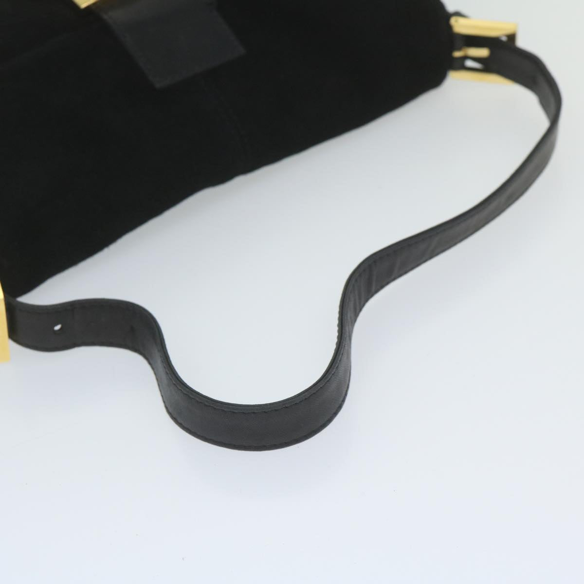 FENDI Mamma Baguette Shoulder Bag Suede Black 2813 26424 009am5239