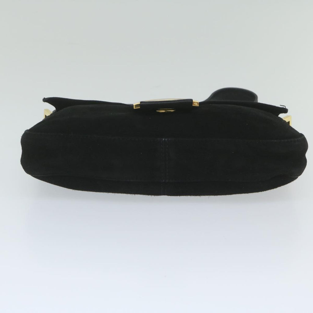 FENDI Mamma Baguette Shoulder Bag Suede Black 2813 26424 009am5239