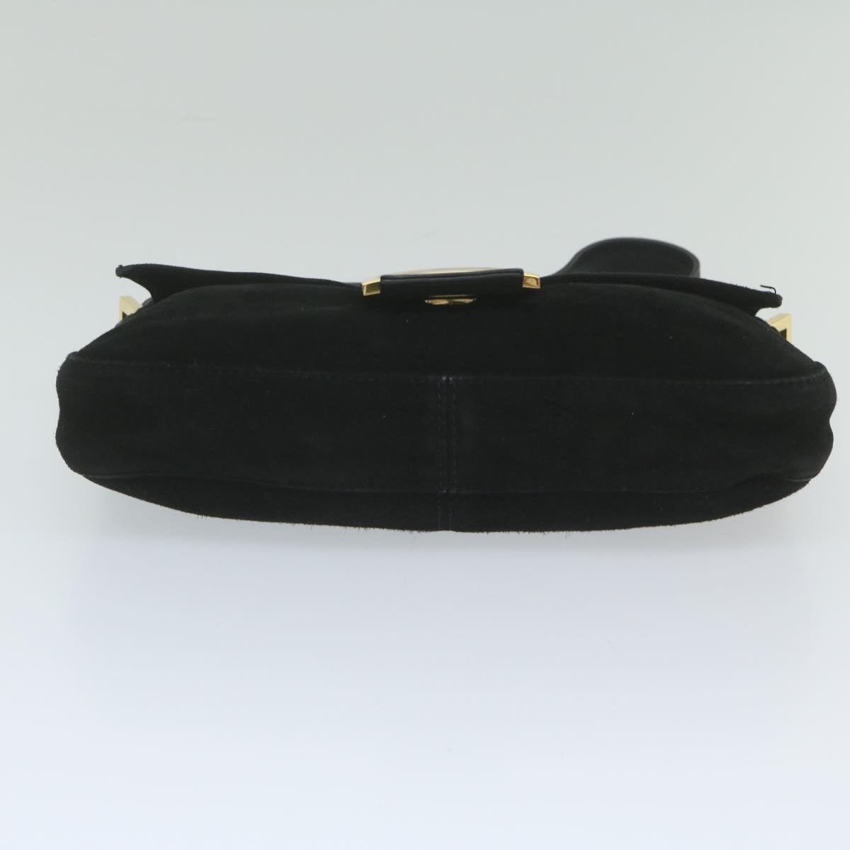 FENDI Mamma Baguette Shoulder Bag Suede Black 2813 26424 009am5239