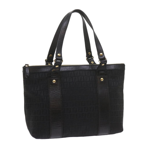 FENDI Zucchino Canvas Tote Bag Blackam5285