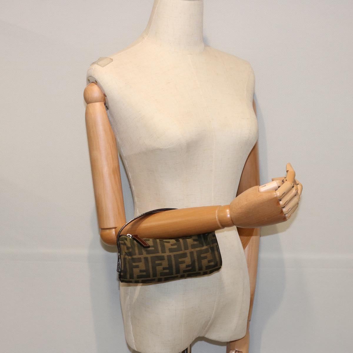 FENDI Zucca Canvas Hand Bag Black Brown 2257 26553 009am5322