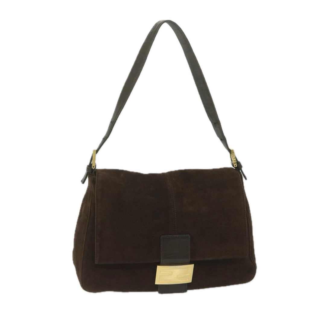 FENDI Mamma Baguette Shoulder Bag Suede Brownam5342