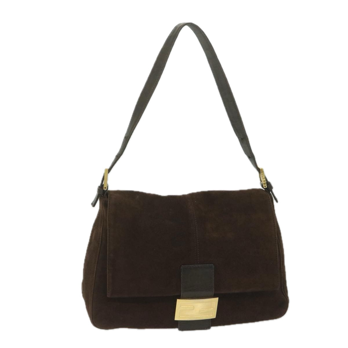 FENDI Mamma Baguette Shoulder Bag Suede Brownam5342