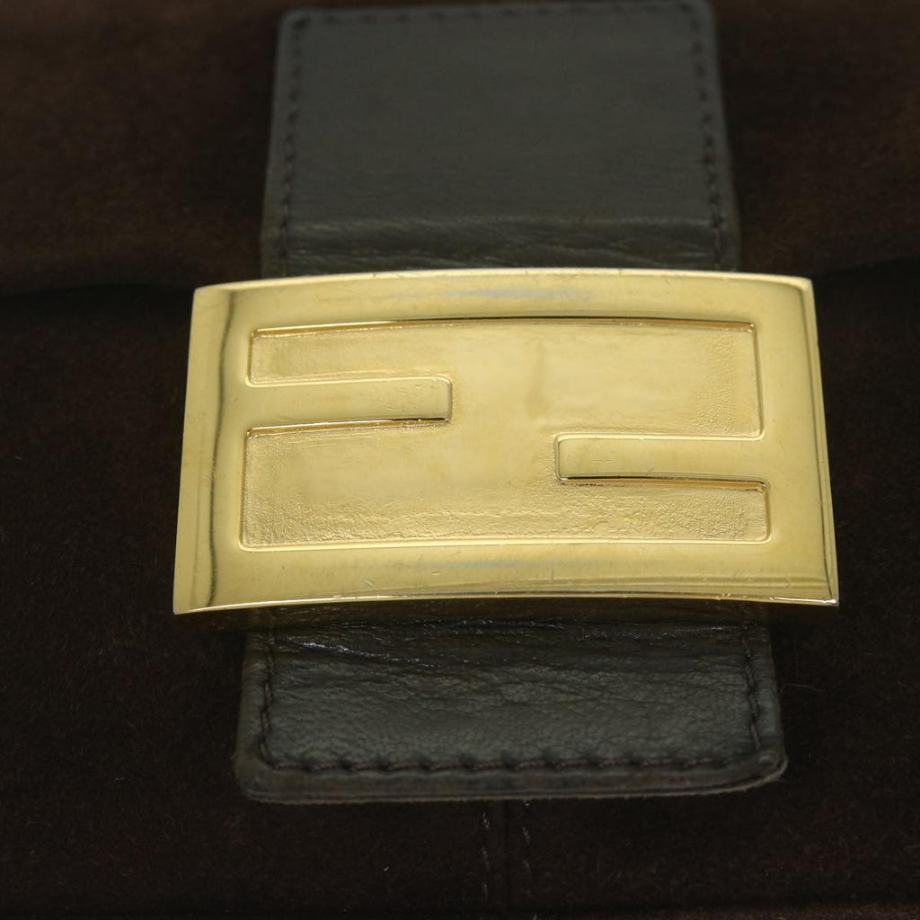 FENDI Mamma Baguette Shoulder Bag Suede Brownam5342