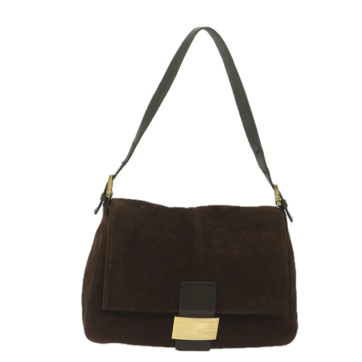 FENDI Mamma Baguette Shoulder Bag Suede Brownam5342