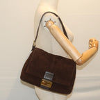 FENDI Mamma Baguette Shoulder Bag Suede Brownam5342