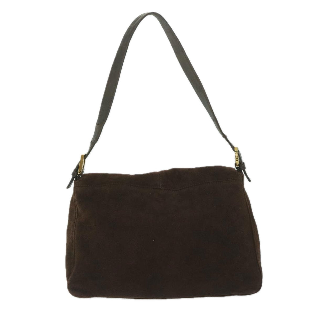 FENDI Mamma Baguette Shoulder Bag Suede Brownam5342